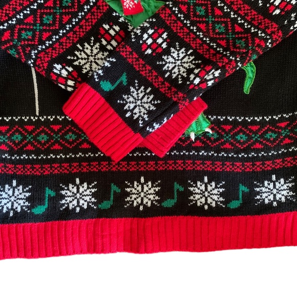 Holiday Time Disco Dinosaur Ski Ugly Christmas Sweater Kids XL 14-16 - Picture 3 of 4